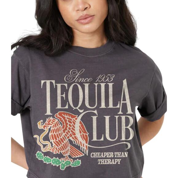 Kid Dangerous Boyfriend T-Shirt Graphic Print "Tequila Club" Black W Large NWOT - Picture 1 of 9